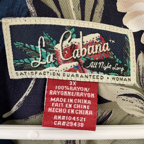 La Cabana Hawaiian Shirt Blue Tropical Print Luau Party Aloha Button Up Size 3X - Picture 5 of 6